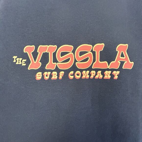 NEW VISSLA Surf Company Sweatshirt Men Medium Black Retro - Picture 3 of 9